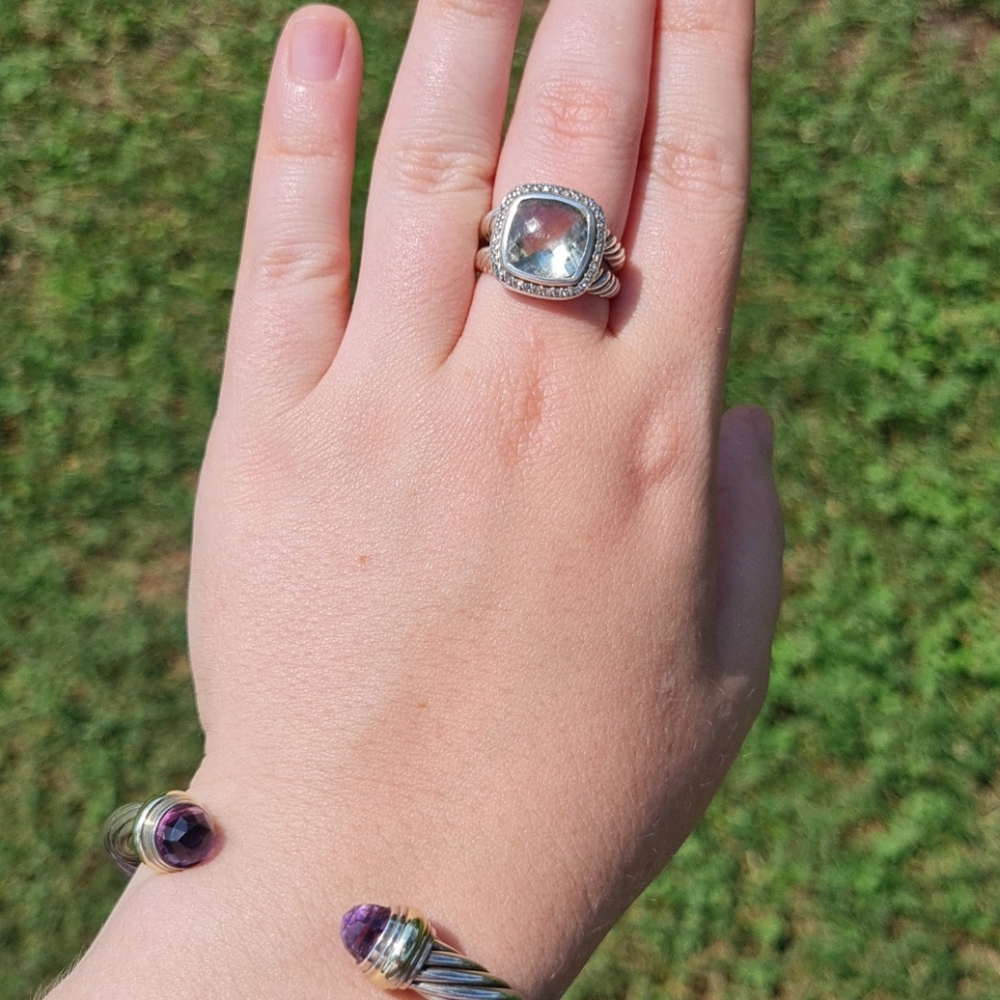 Authentic David Yurman Albion Prasiolete Ring 11mm - Picture 5 of 7